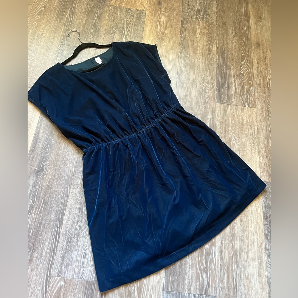 GAP Velvet Blue Skater Dress XL PETITE Easy Wear Staple
